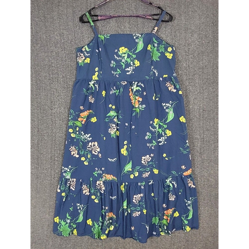 Fat Face Maxi Dress Womens 18R / 18 Blue Floral Sleeveless Tiered Cottagecore